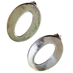 Vintage Sterling Silver 925 Earrings Oval Post Minimalist Y2K 1990s Lightweight